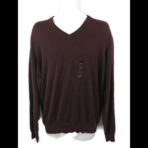 Van Heusen Mens V-Neck Sweater Maroon Size XL New